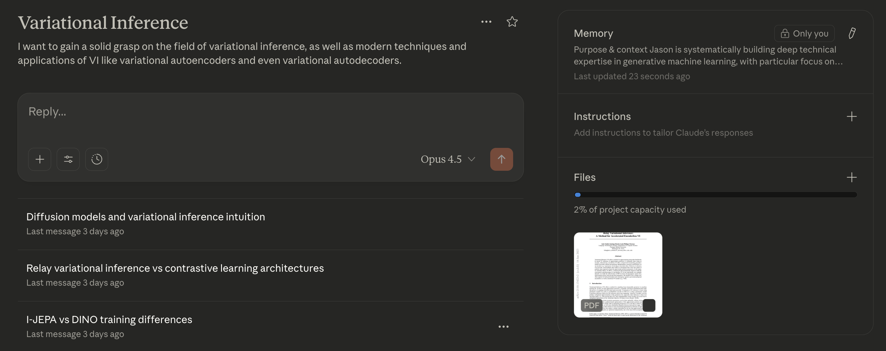 Claude Project Example for building high-level intuition