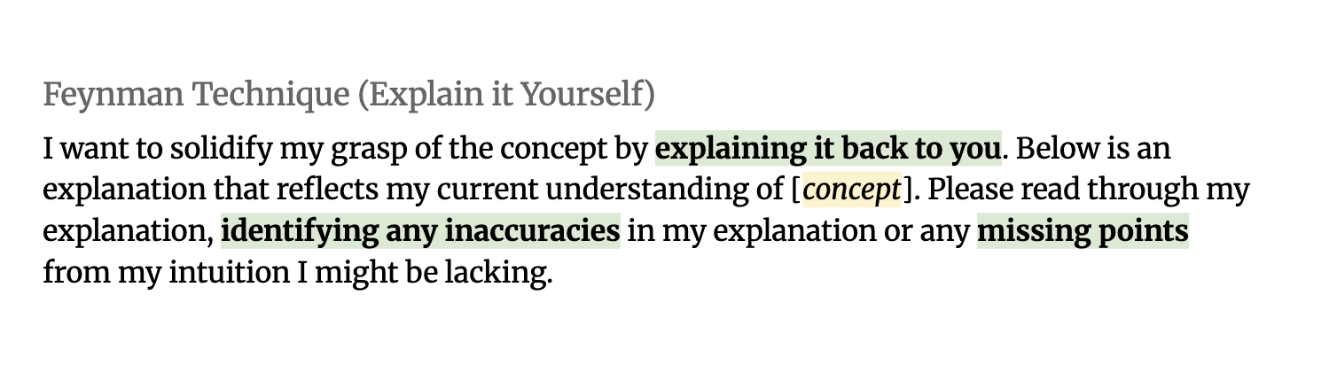Example prompt for identifying holes in intuition